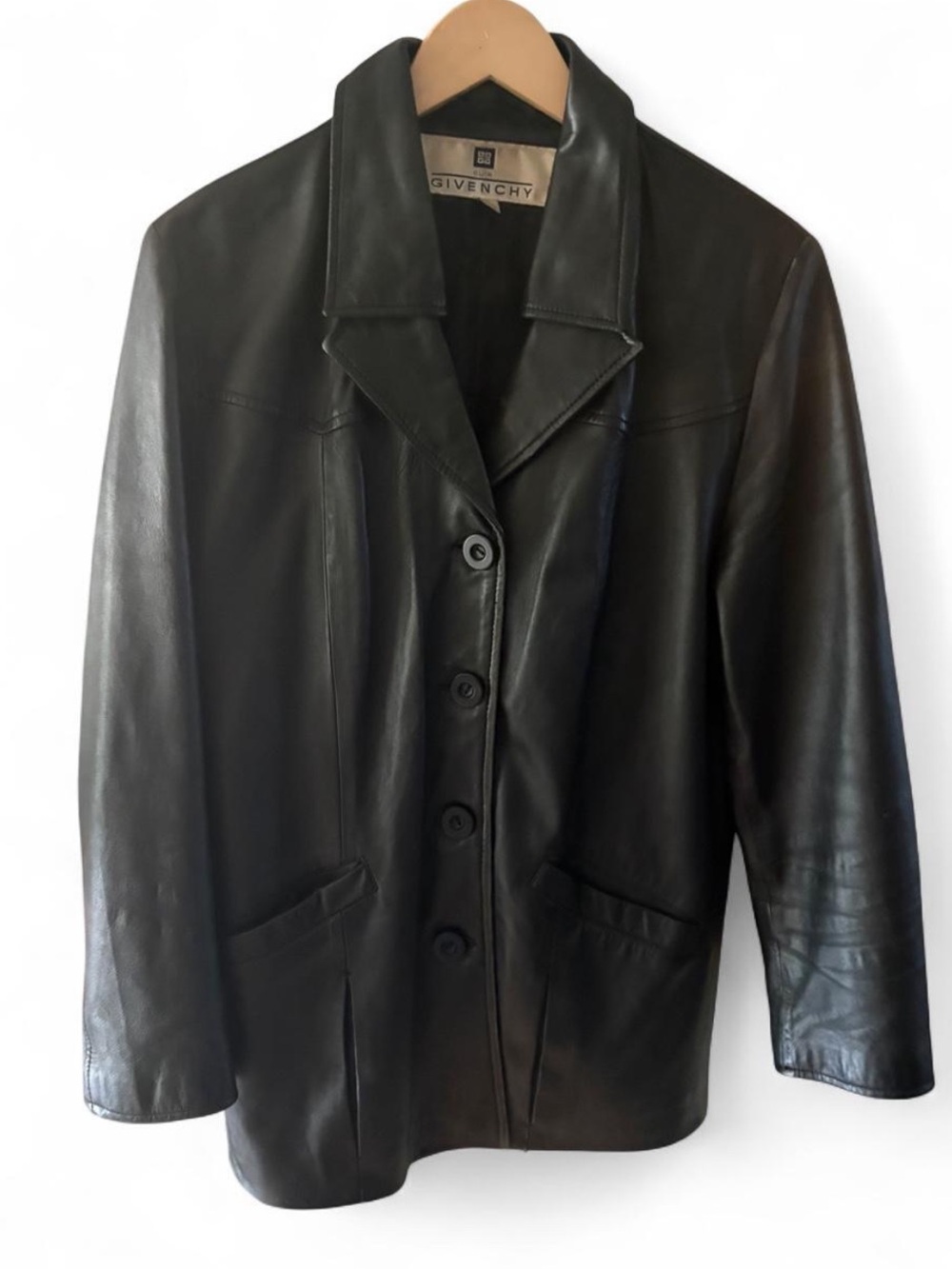 VINTAGE Givenchy black leather jacket medium